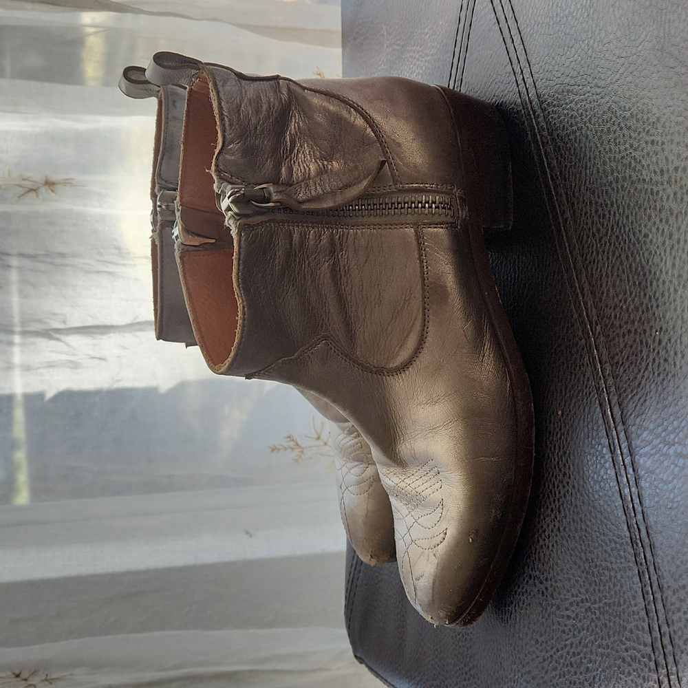 Golden Goose Metallic Distressed Cowboy Boots 38 ankle zip western booties 8